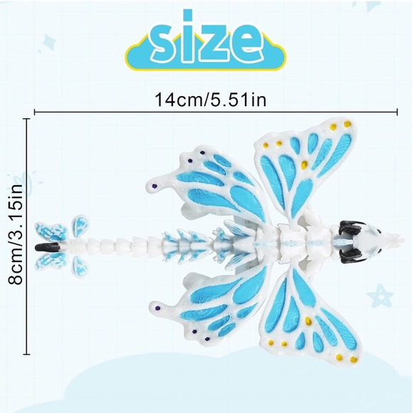 3D Printed Articulated Dragon Toy with wings, Flexible, Posable Fidget Toy - Picture 2 of 6